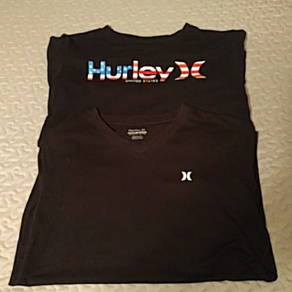 Set of Two Hurley Shirts. V-Neck and Crew-Neck.